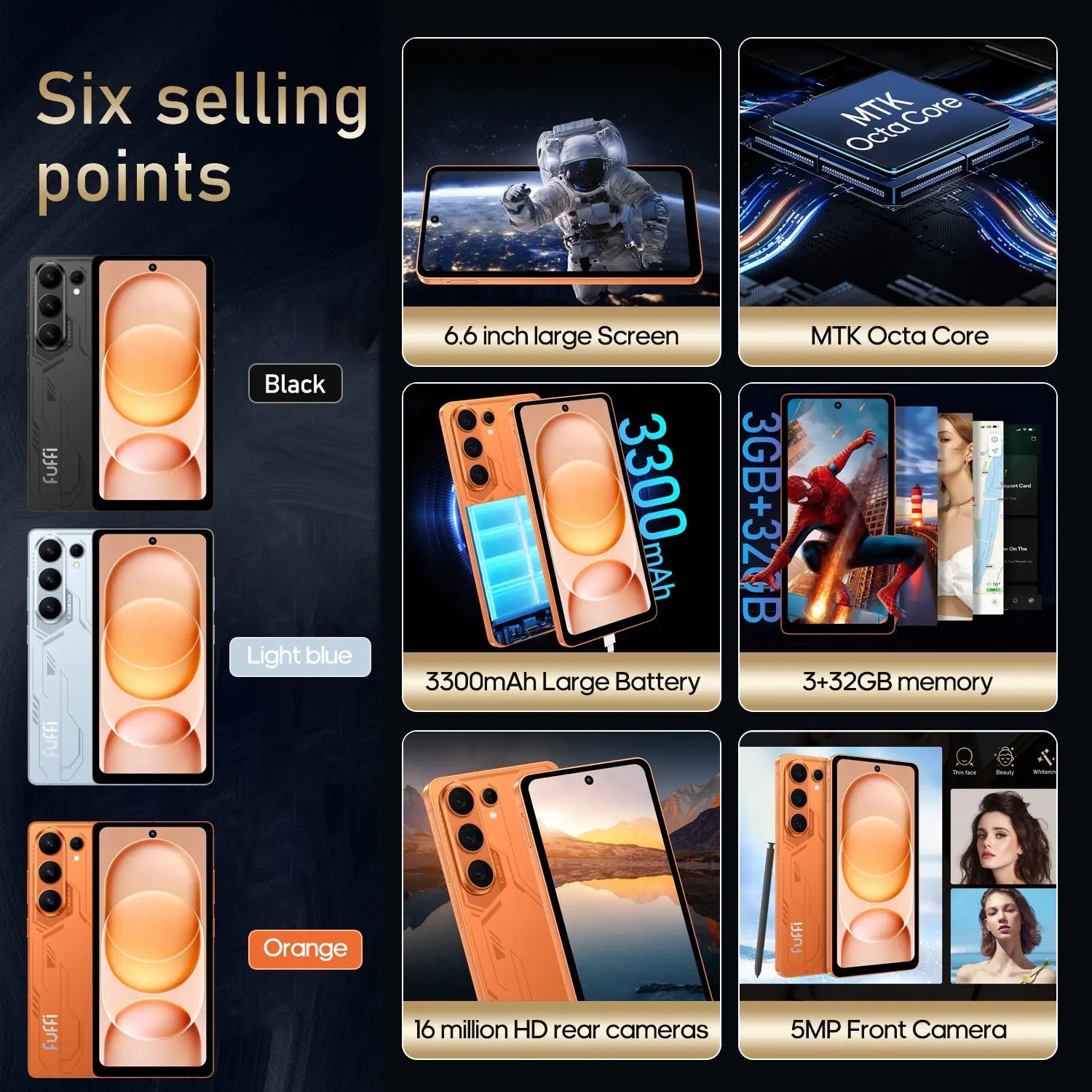 Fuffi S26 Pro Smartphone with Stylus Pen, 6.6-Inch HD Screen, 3GB RAM 32GB ROM, 4G Network, Dual Sim, Octa-Core Processor, 3300Mah Battery, Android Phone