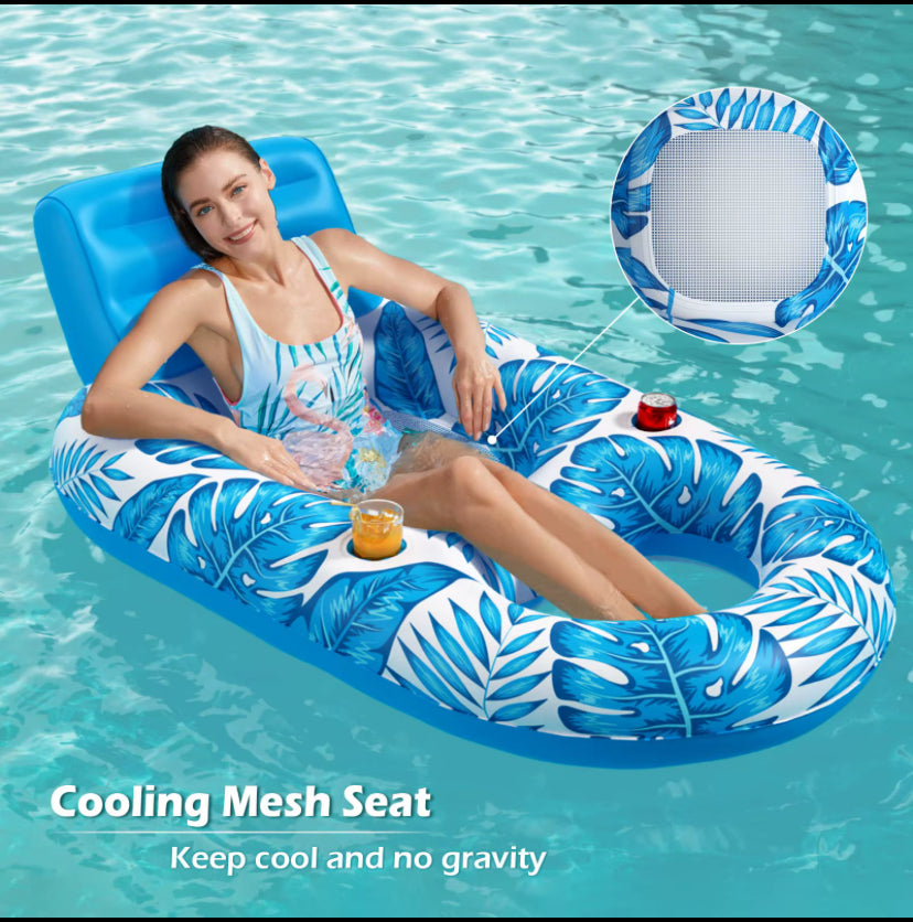 Inflatable pool floats for adults, deck chair raft, floating chair, water pool