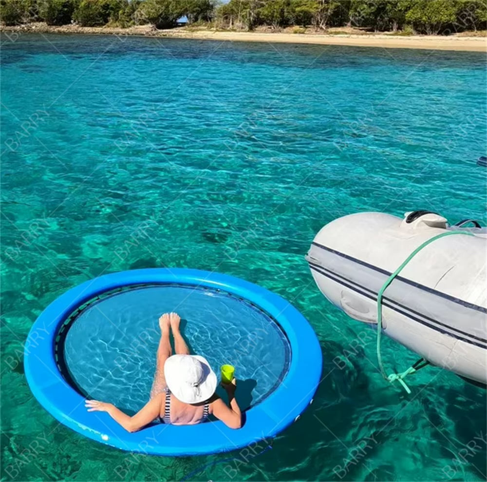 Ocean Yacht dock floating platform inflatable pool round shape custom colour folded inflatable water hammock with net